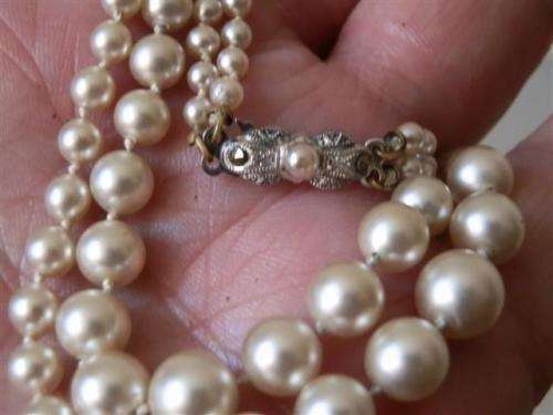 Elegant Vintage Double String Pearl Necklace with Solid Silver Clasp