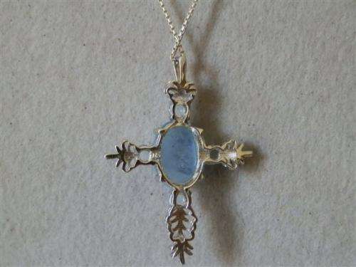 Natural Aquamarine Solid Sterling Silver 14 ct White Gold Necklace, no Tarnish