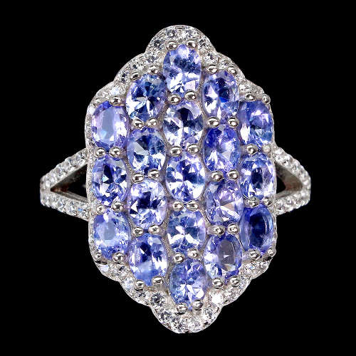 Natural 4.56 ct Tanzanite Ring in Solid Sterling 14 ct White Gold, no Tarnish