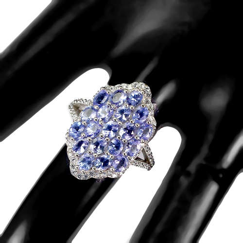 Natural 4.56 ct Tanzanite Ring in Solid Sterling 14 ct White Gold, no Tarnish