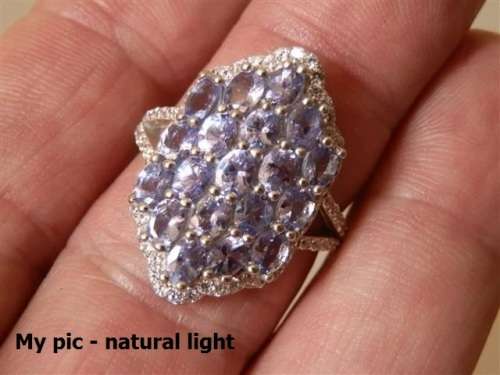 Natural 4.56 ct Tanzanite Ring in Solid Sterling 14 ct White Gold, no Tarnish