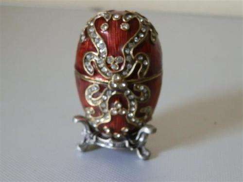 Stunning Enamel Metal Egg Trinket Box