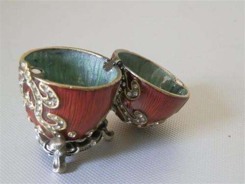 Stunning Enamel Metal Egg Trinket Box