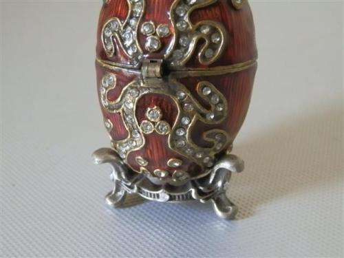 Stunning Enamel Metal Egg Trinket Box