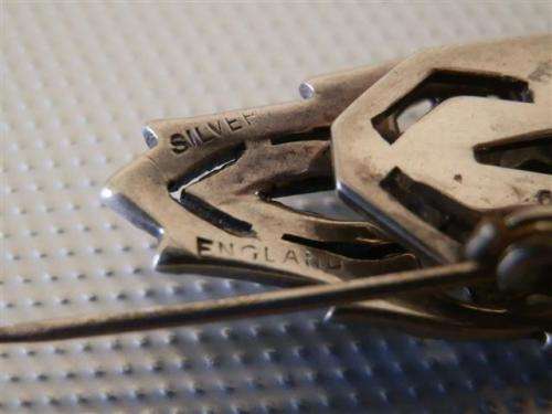 Fabulous Large Vintage Art Deco Solid Sterling Silver Brooch/Collar Clips - weight 17.2 g