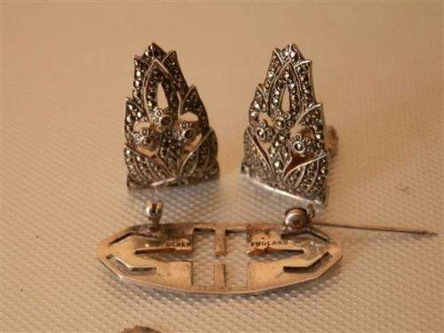 Fabulous Large Vintage Art Deco Solid Sterling Silver Brooch/Collar Clips - weight 17.2 g
