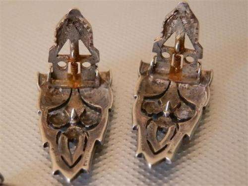 Fabulous Large Vintage Art Deco Solid Sterling Silver Brooch/Collar Clips - weight 17.2 g