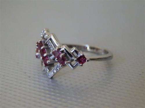 Natural Red Ruby Ring in Solid Sterling Silver 14 ct White Gold - no Tarnish