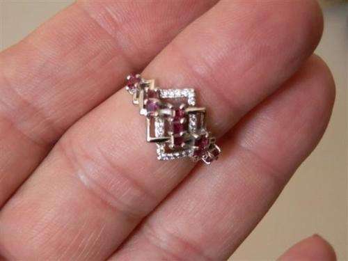 Natural Red Ruby Ring in Solid Sterling Silver 14 ct White Gold - no Tarnish