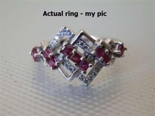 Natural Red Ruby Ring in Solid Sterling Silver 14 ct White Gold - no Tarnish
