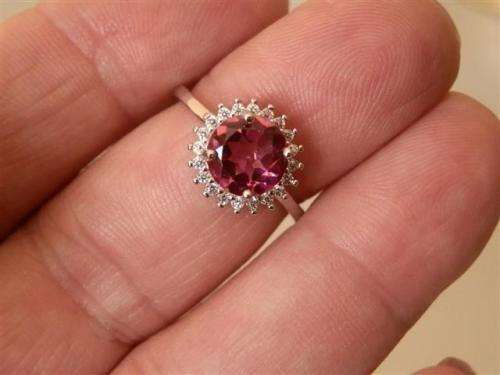 Natural 2.5 Pink Topaz Ring in Solid Sterling Silver 14 ct White Gold, no Tarnish