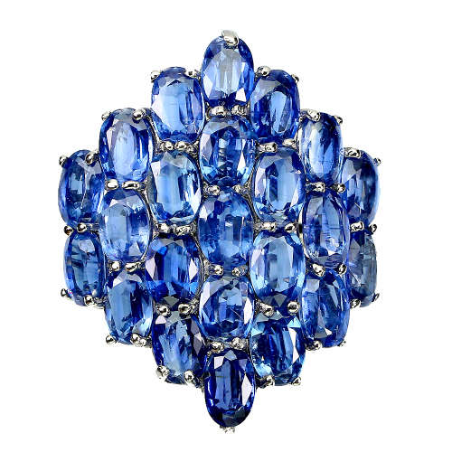 Magnificent Solid Sterling Silver Natural 10+ ct Nepal Kyanite Ring - weight 7.58 g