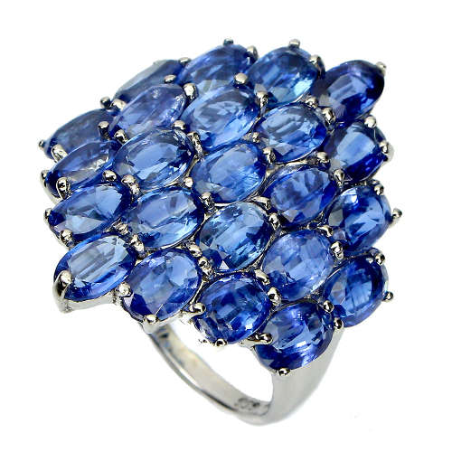 Magnificent Solid Sterling Silver Natural 10+ ct Nepal Kyanite Ring - weight 7.58 g