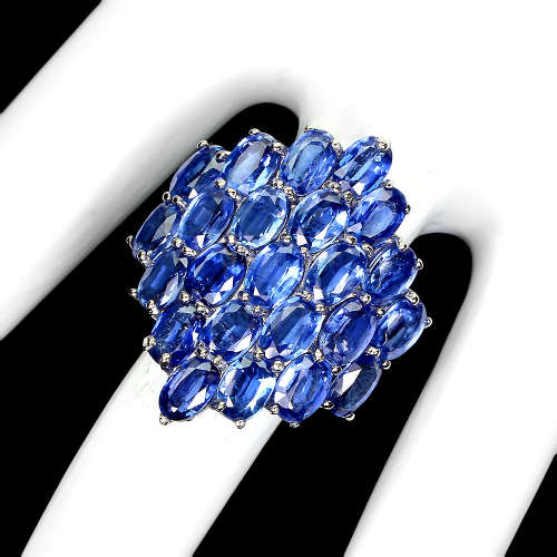 Magnificent Solid Sterling Silver Natural 10+ ct Nepal Kyanite Ring - weight 7.58 g