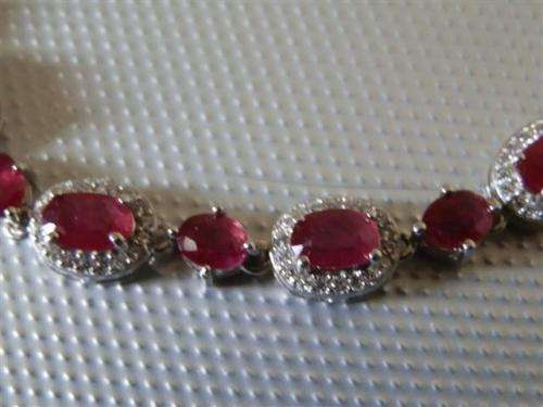 Natural 9.15ct Blood Red Ruby Bracelet, Solid 925 Sterling 14 ct White Gold over - weight 11.38 g