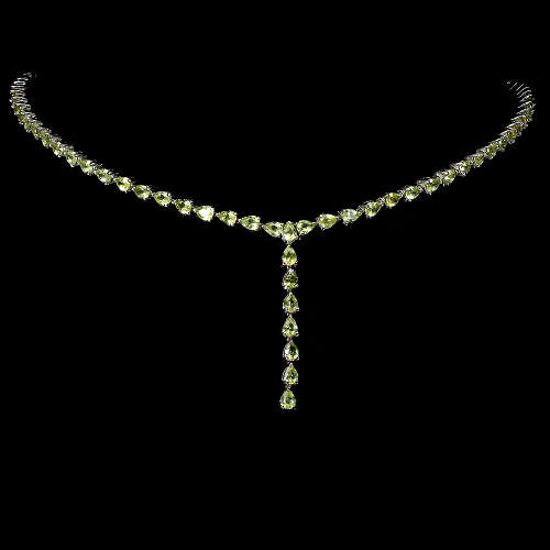 Magnificent Solid Sterling Silver Natural 10 ct Peridot Necklace - weight 17.07 g