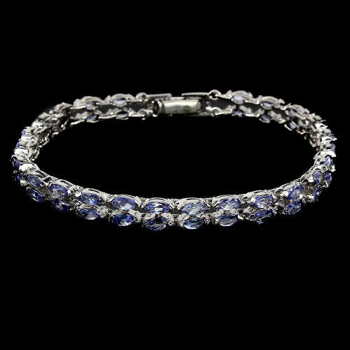 Enchanting Solid Sterling Silver 5 ct Natural Tanzanite Bracelet - weight 12.42 g