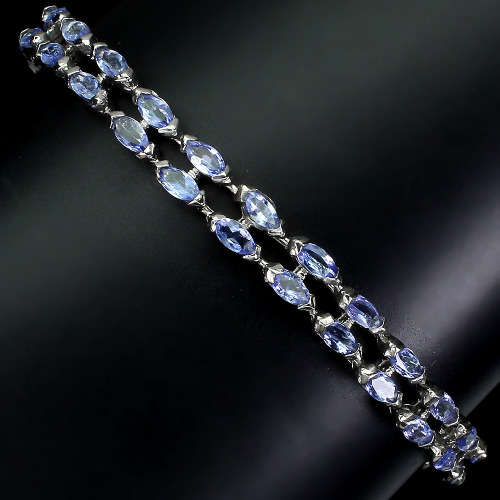 Enchanting Solid Sterling Silver 5 ct Natural Tanzanite Bracelet - weight 12.42 g