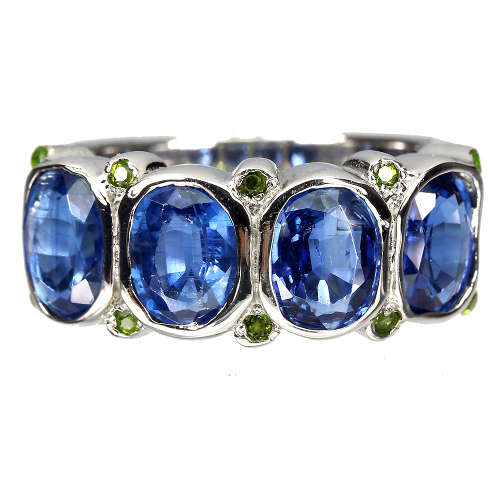 Magnificent 6 ct Natural Kyanite and Solid Sterling Silver Ring - weight 7.45 g