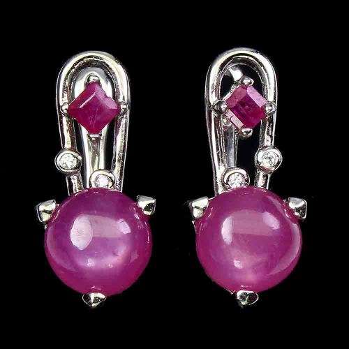 Smashing 3.5 ct Natural Ruby Solid Sterling Silver Earrings - weight 3.51 g