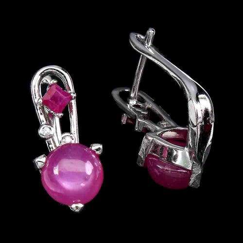 Smashing 3.5 ct Natural Ruby Solid Sterling Silver Earrings - weight 3.51 g