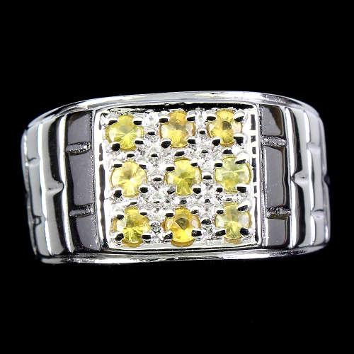Handsome Natural Sapphire Solid Sterling Silver Men`s Ring - weight 8.44 g