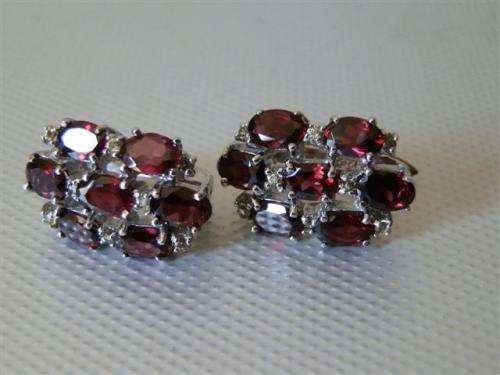 Gorgeous Natural 7.7 ct Garnet Solid Sterling Silver Earrings - weight 7.52 g