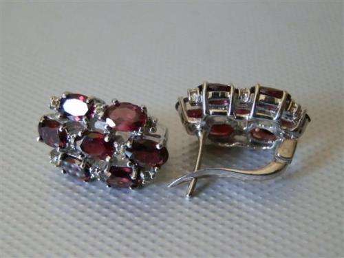 Gorgeous Natural 7.7 ct Garnet Solid Sterling Silver Earrings - weight 7.52 g