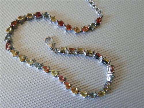 Sparkling Solid Sterling Silver 10 ct Natural Sapphire Bracelet - weight 7.91 g