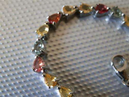 Sparkling Solid Sterling Silver 10 ct Natural Sapphire Bracelet - weight 7.91 g