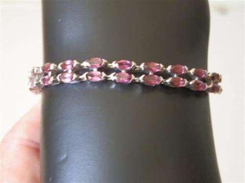 Sterling Silver Garnet Bracelet - weight 12.89 g