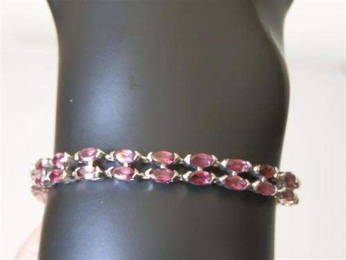 Sterling Silver Garnet Bracelet - weight 12.89 g