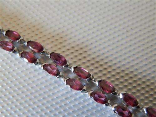 Sterling Silver Garnet Bracelet - weight 12.89 g