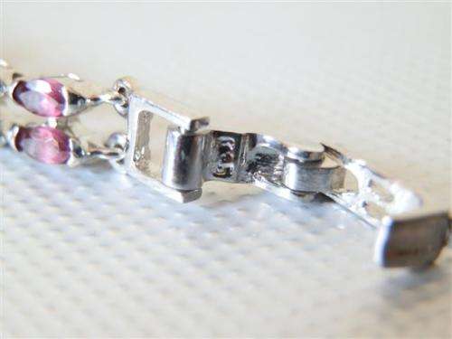 Sterling Silver Garnet Bracelet - weight 12.89 g