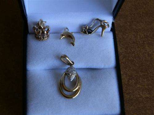 Solid 9 ct Gold Diamond Pendant and Charm Lot (1)