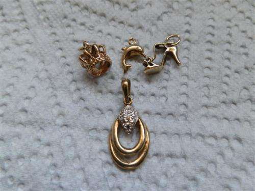 Solid 9 ct Gold Diamond Pendant and Charm Lot (1)