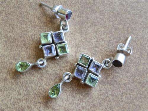 Sterling Silver Multi Gem Earrings