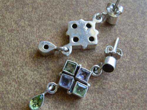 Sterling Silver Multi Gem Earrings