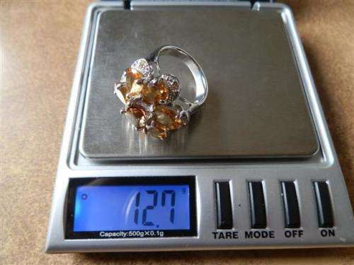 Solid Sterling Silver Citrine and Yellow Sapphire Cluster Ring - weight 12.7 g