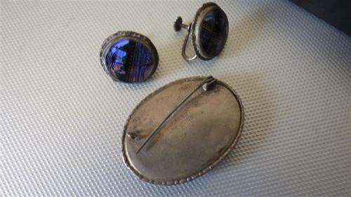 Vintage Butterfly Wing Brooch and Earring Set
