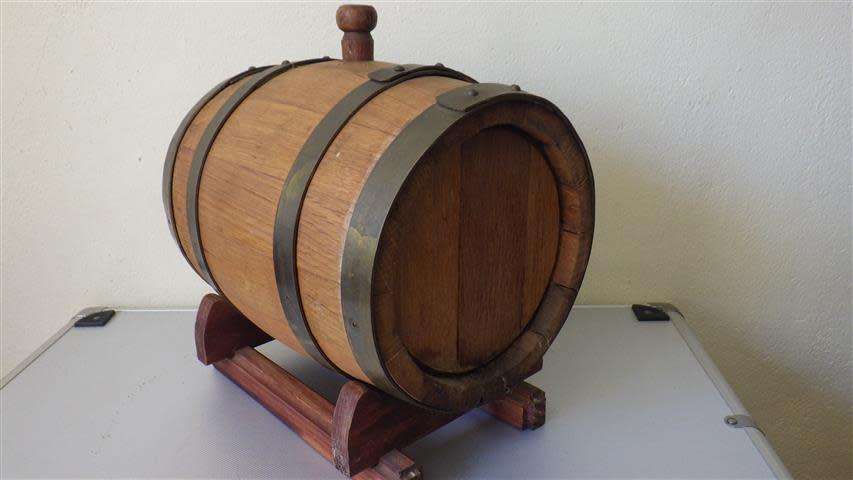 Oak Wood Wine Barrel on Stand