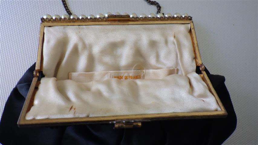 Elegant Vintage / Antique Black Satin Evening Bag