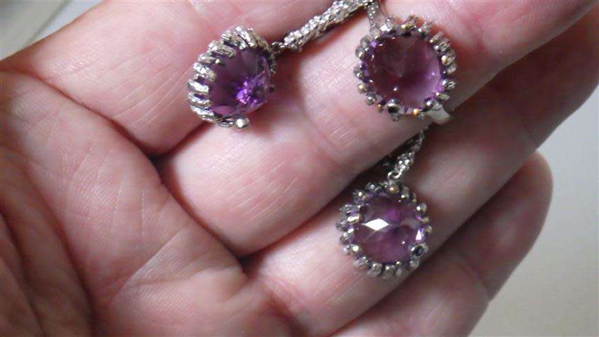 Gorgeous Sterling Silver Amethyst Ring and Earring Set - weight 11.7 g