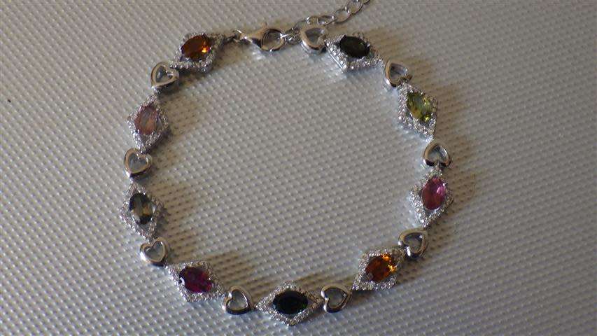 Smashing Sterling Silver Multi Gem Bracelet - weight 10.8 g
