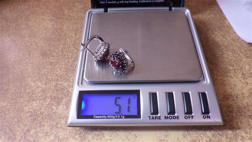 Marvelous Sterling Silver Dark Red Garnet Earrings - weight 5.1 g