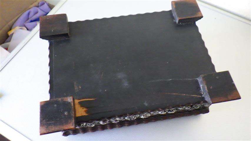 Exquisite Victorian Solid Wood Jewellery Box with Embossed Silver Decorations