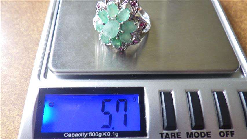 Sparkling Sterling Silver Emerald Cluster Ring