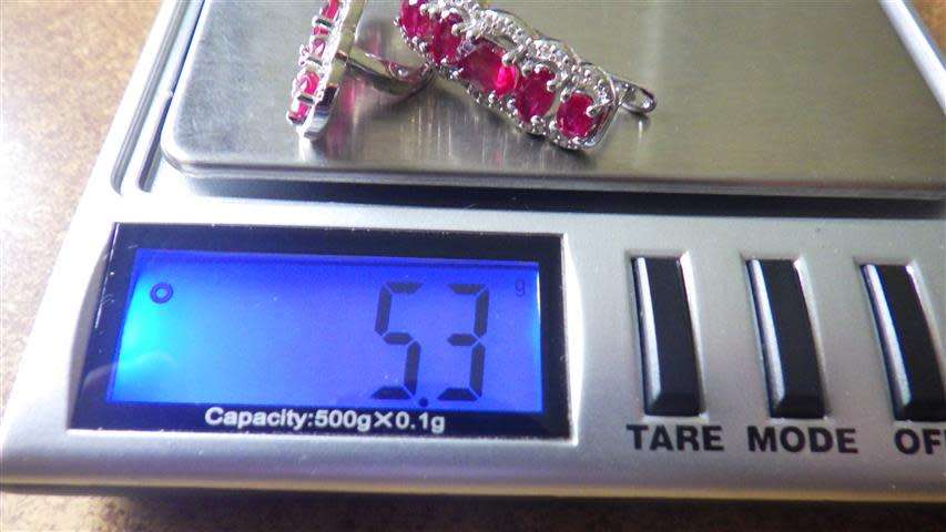 Ravishing Sterling Silver Ruby Earrings - weight 5.3 g