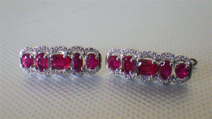 Ravishing Sterling Silver Ruby Earrings - weight 5.3 g