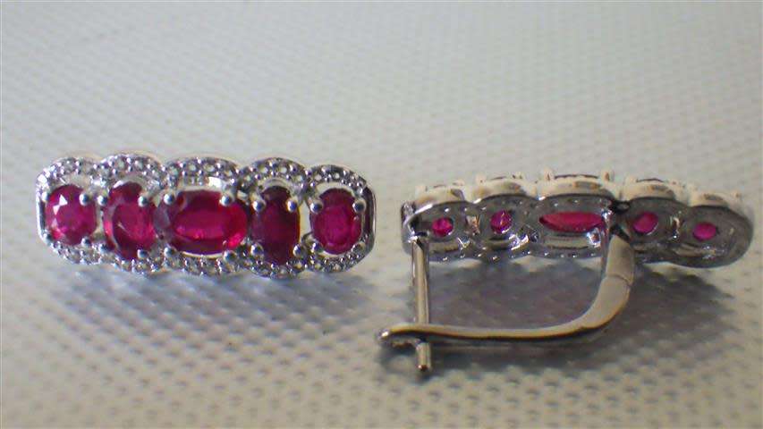 Ravishing Sterling Silver Ruby Earrings - weight 5.3 g